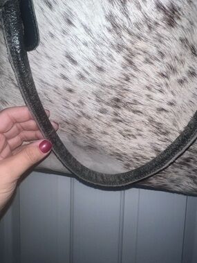 Gray Suede Leather Strap with Speckled Fur Accent